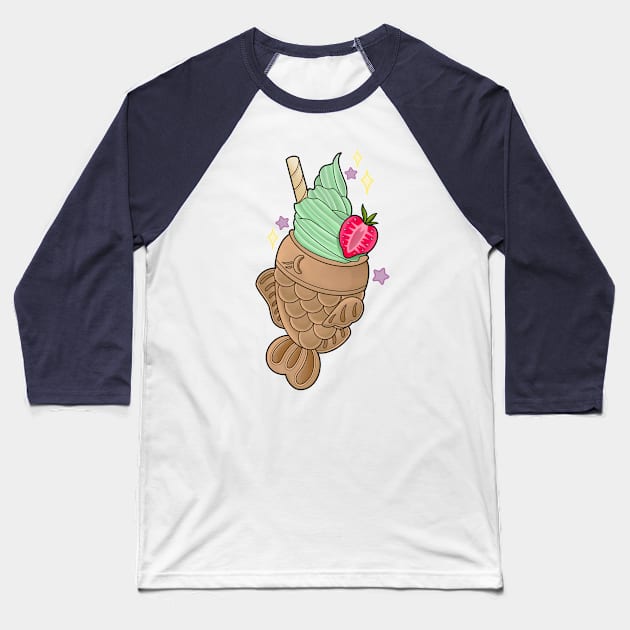 Matcha Taiyaki Ice-Cream Baseball T-Shirt by Lauren Street